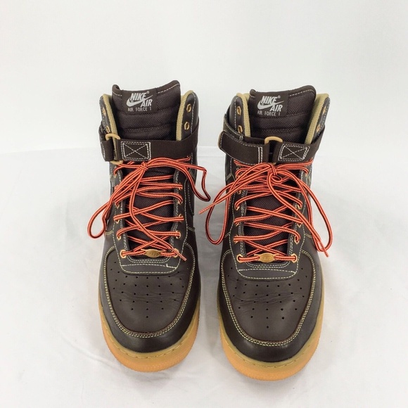 Nike Air Force 1 High Brown Leather Winter Workboot Pack Gum Sole Sz 12 - Picture 2 of 11